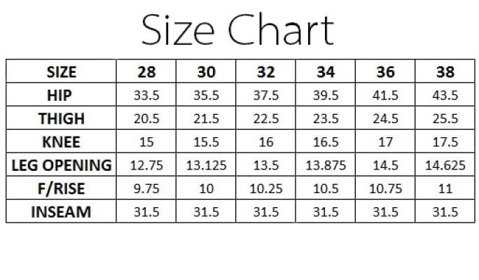 Alcott Size Chart