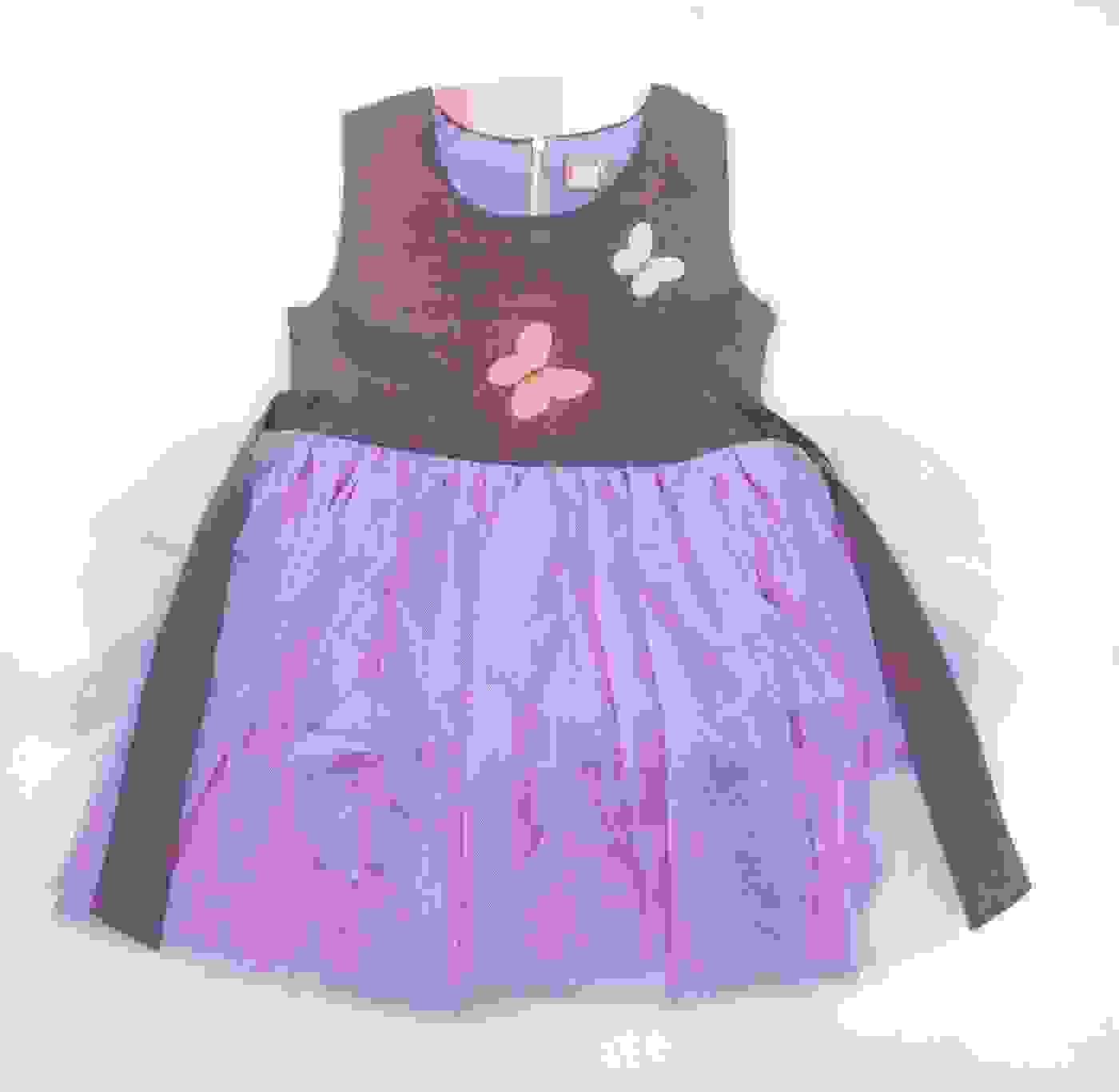 "Girls’ Stylish & Fashionable Sleeveless Party Dress Chest Embroidery_Purple"
